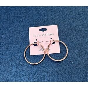 NEW Love Ashley Copper Tone Large Hoop Textured Pierced Earrings
